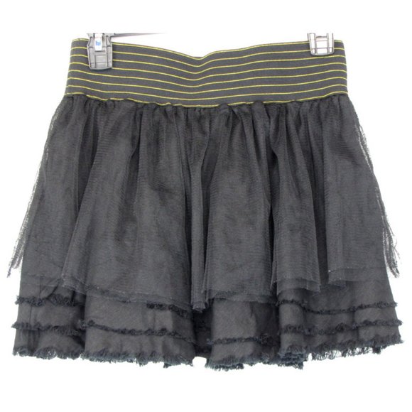 SALE!  Ruffle Goth Black Gold Short Mini Skirt - Picture 2 of 2